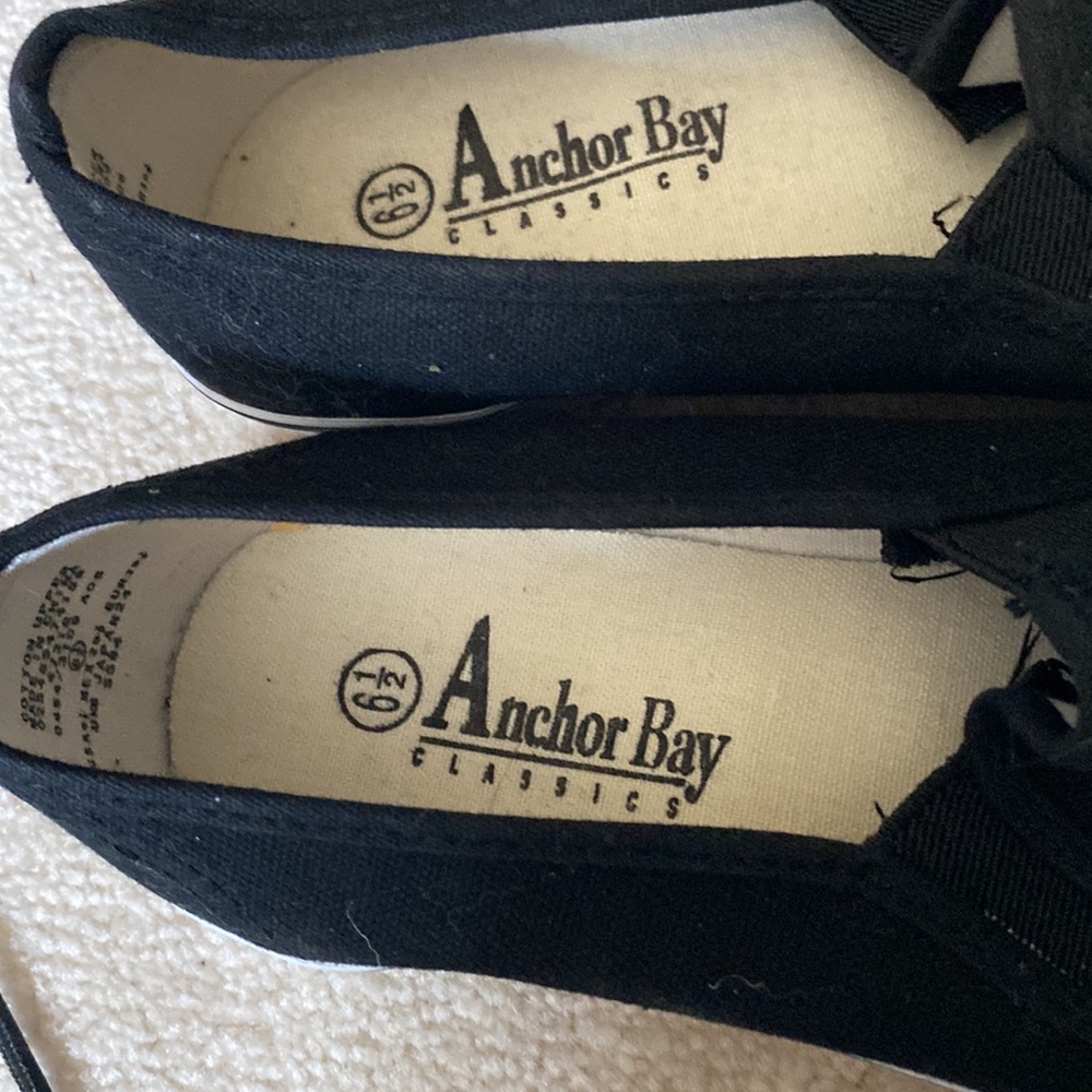 Anchor Bay Black Canvas Platform Flats/Loafers View 2